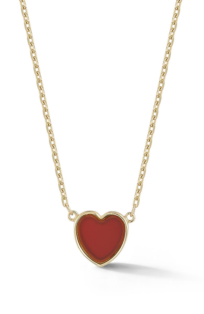 Ember Fine Jewelry 14K Gold Carnelian Heart Pendant Necklace, Main, color, 