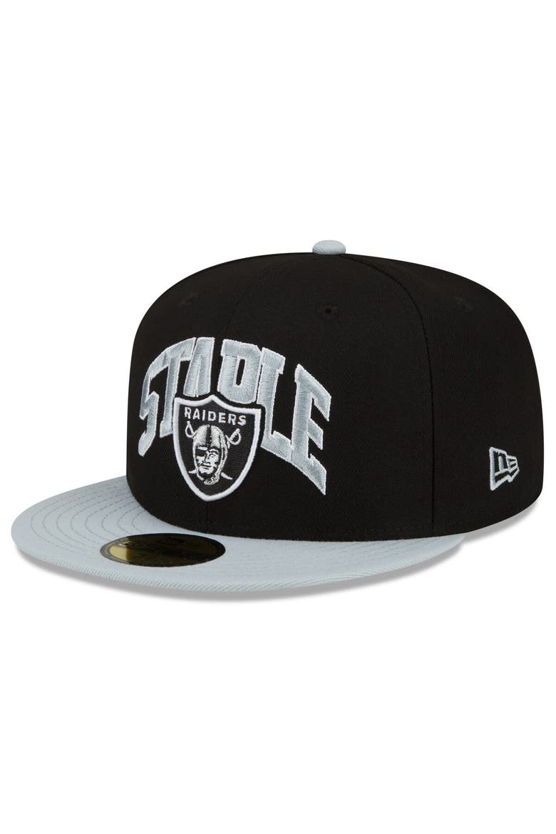 Men's New Era Black/Gray Las Vegas Raiders NFL x Staple Collection 59FIFTY Fitted Hat, Alternate, color, Black