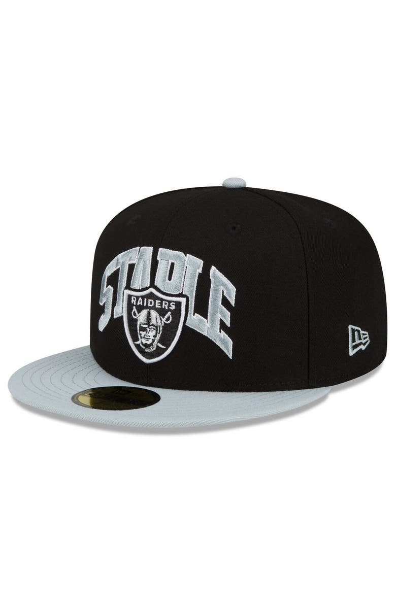 New Era x Staple Men's New Era Black/Gray Las Vegas Raiders NFL x Staple Collection 59FIFTY Fitted Hat, Alternate, color, Black