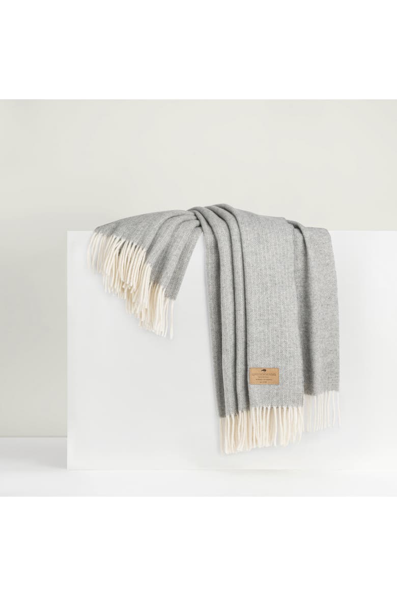 Pinstripe Cashmere Throw, Main, color, Silver