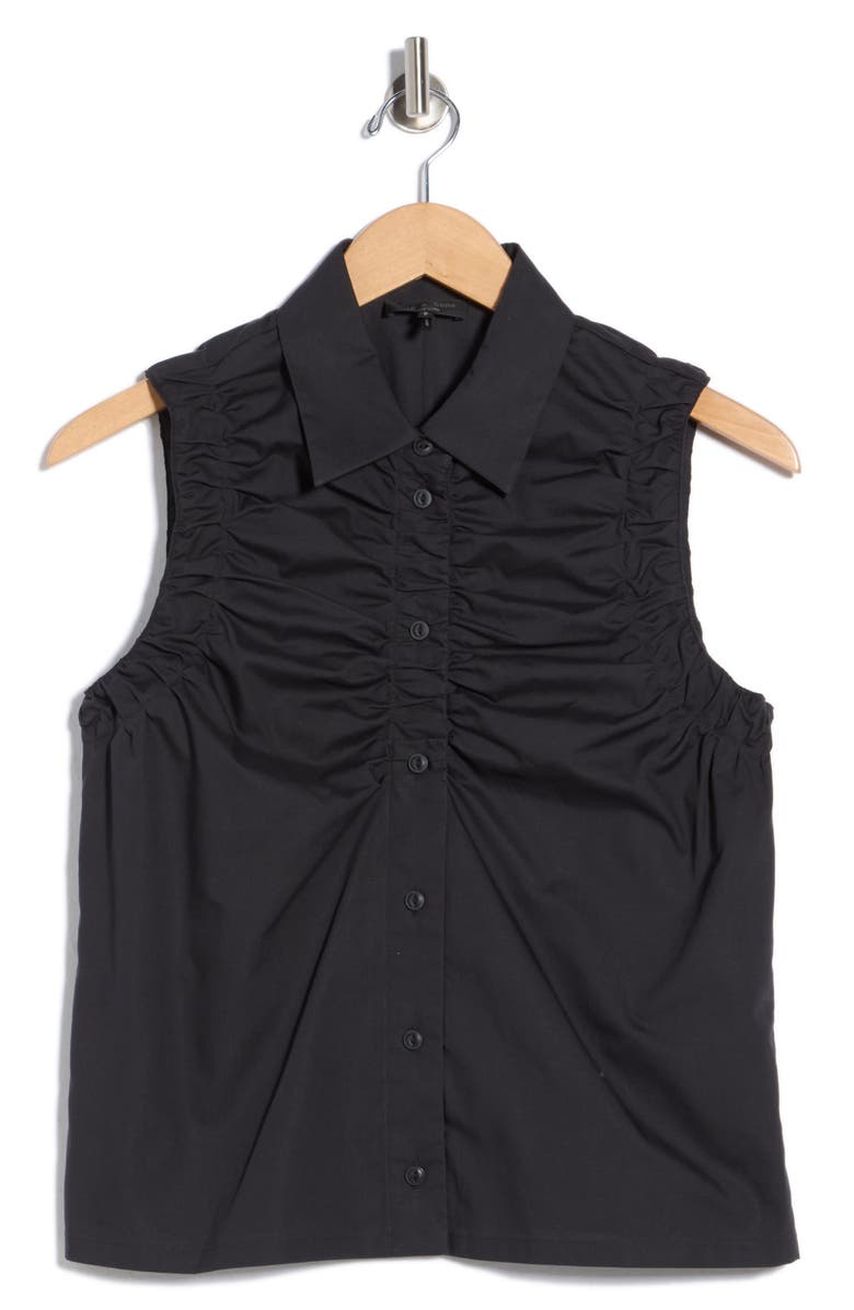 rag & bone Georgina Ruched Button-Up Shirt, Alternate, color, Black