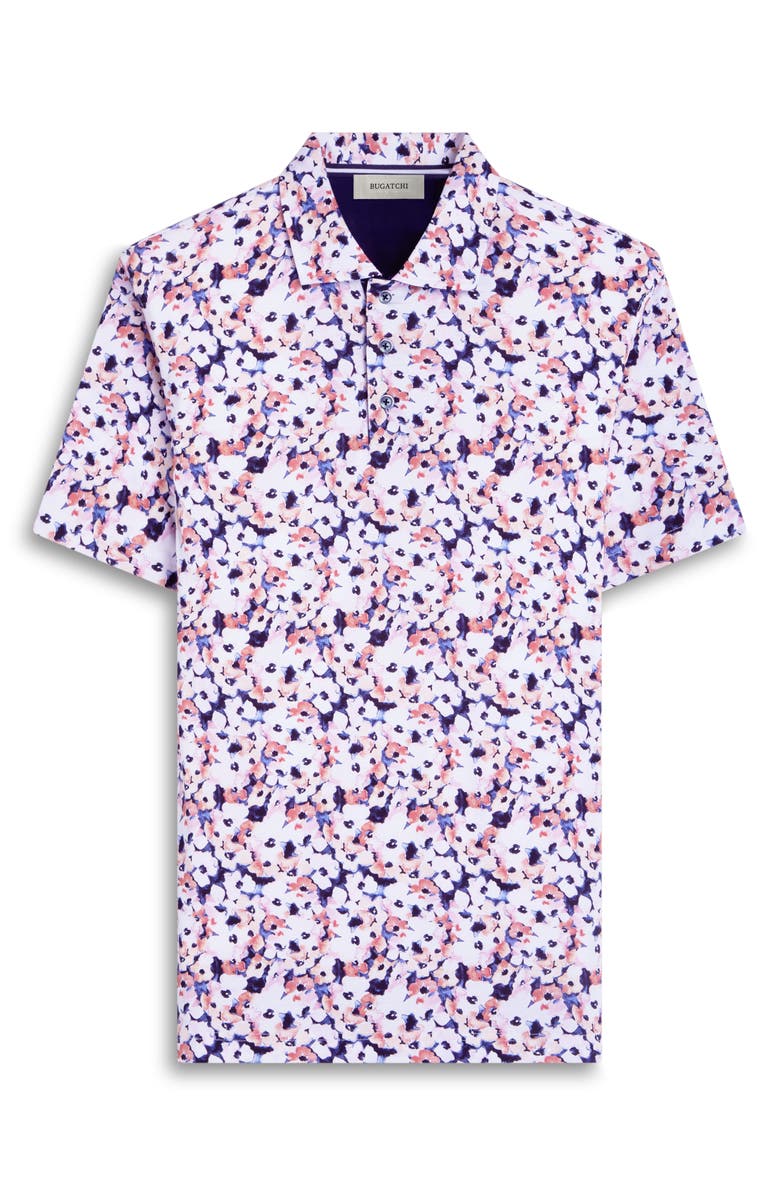 Bugatchi Hendrix Digital Floral Print Pima Cotton Polo, Alternate, color, Navy