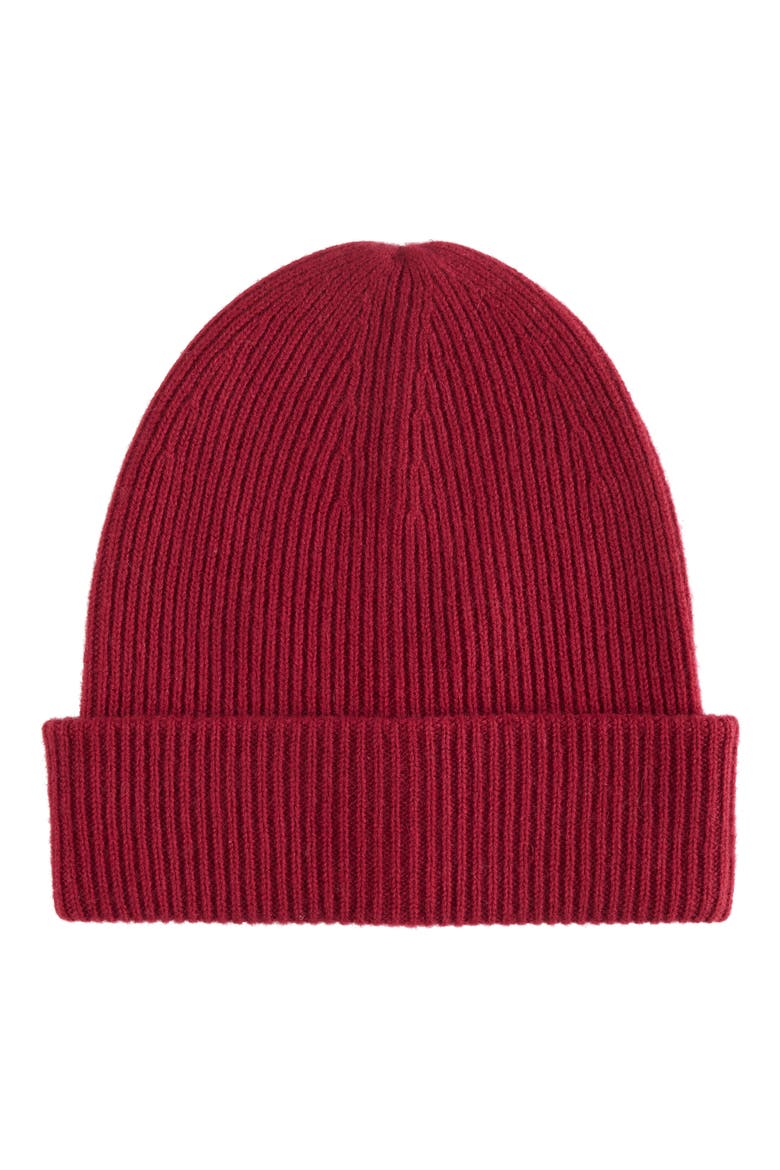 Ribbed Cashmere Double Cuff Beanie, Main, color, MAPLE