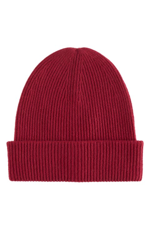Ribbed Cashmere Double Cuff Beanie