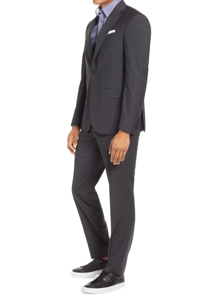 Jay Trim Fit Plaid Wool Suit, Alternate, color, CHARCOAL