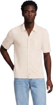 Lands' End Short Sleeve Texture Stitch Button Through Sweater Polo