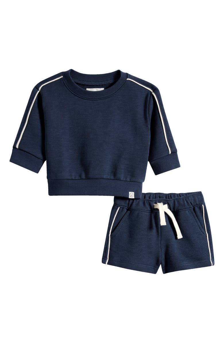 Little Planet Organic Cotton Knit Top & Shorts Set, Main, color, Blue