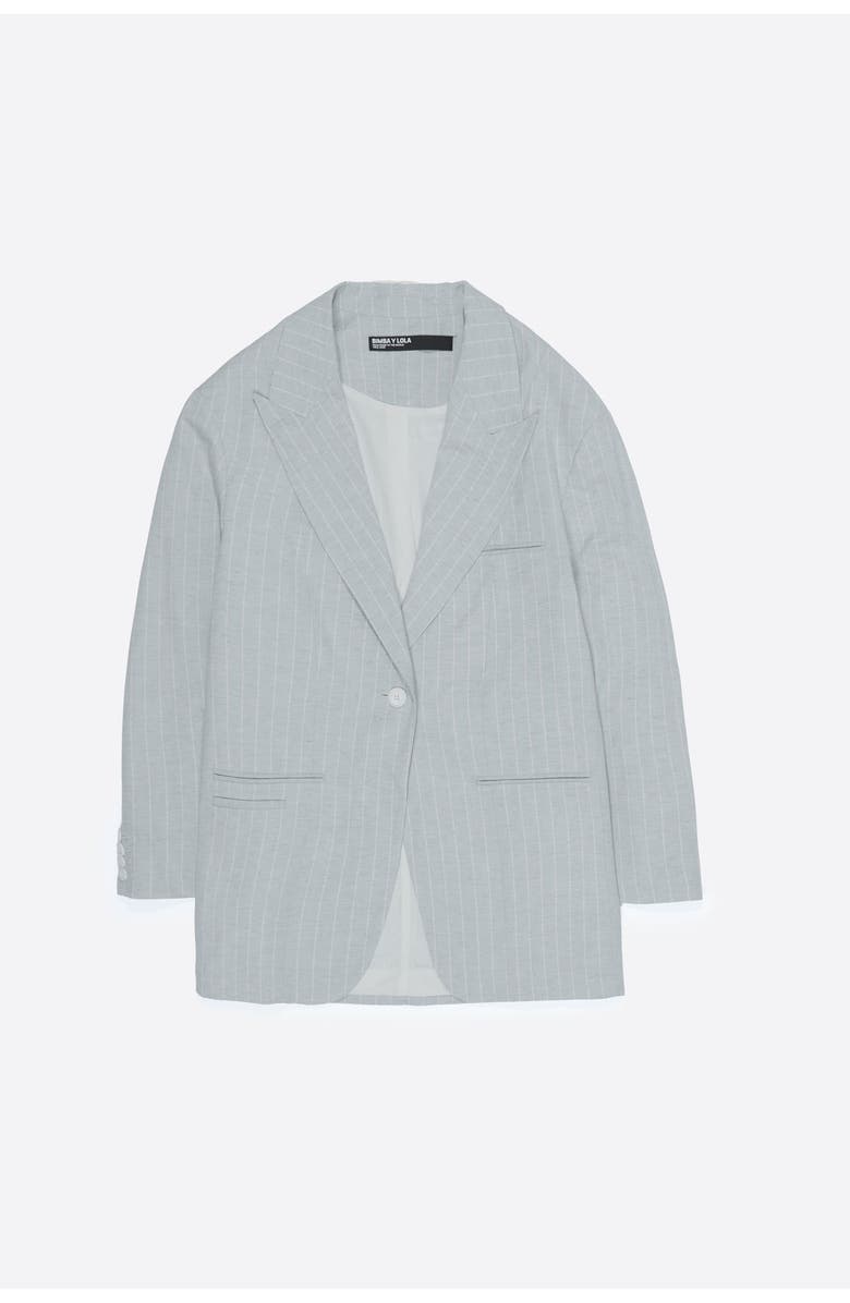 Bimba y Lola Oversize Tailored Jacket With Stripes, Alternate, color, Light Grey