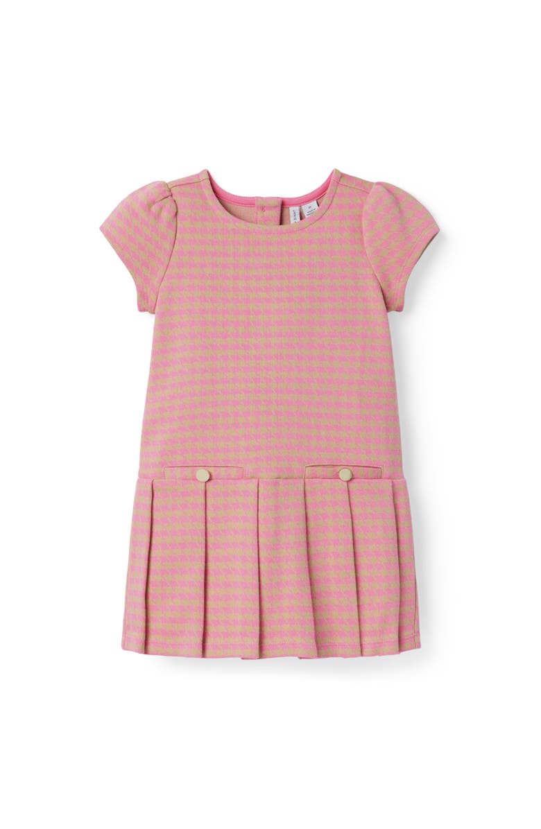 Janie and Jack The Houndstooth Pleated Dress, Main, color, Pink