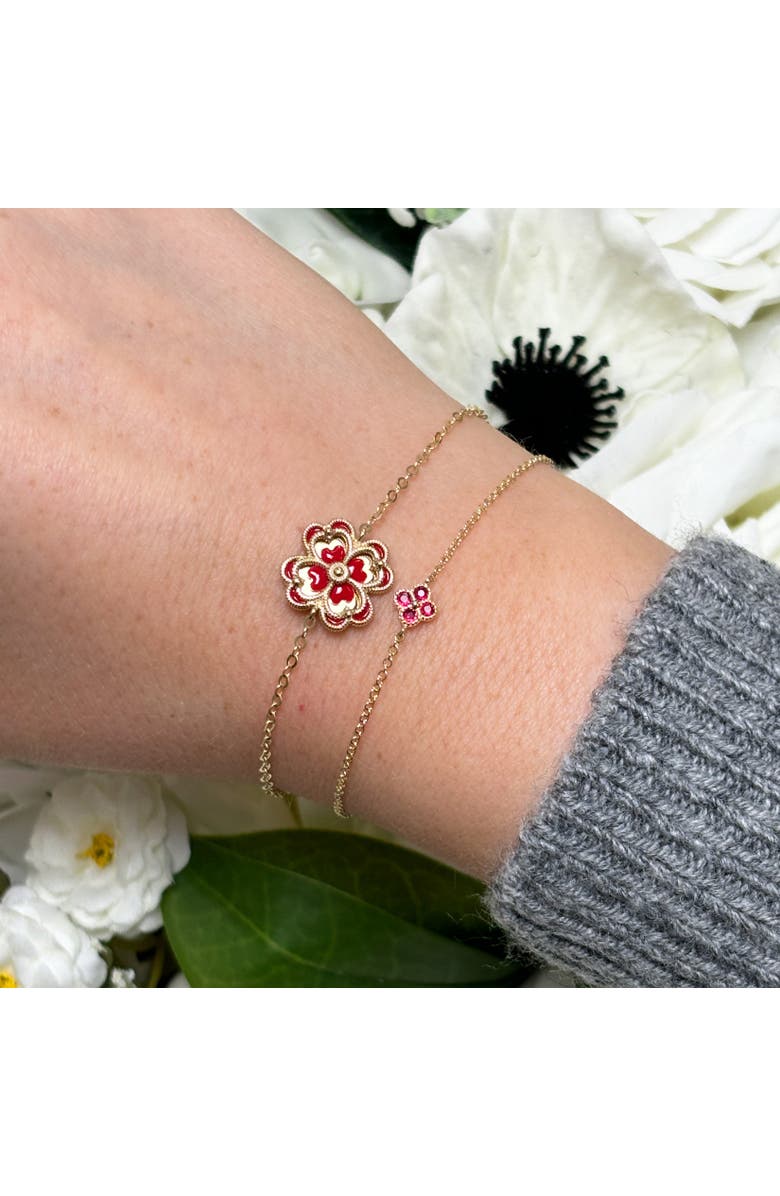 The Lovery Fine Jewelry Ruby Single Clover Bracelet, Alternate, color, 