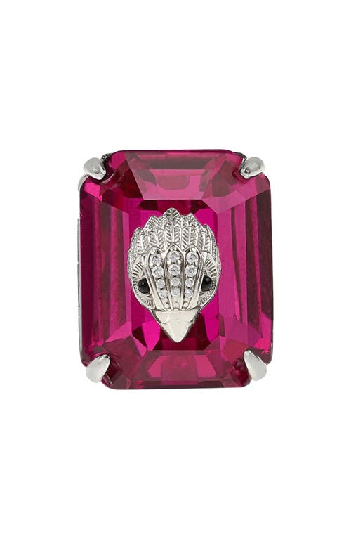 Kurt Geiger London Emerald Cut Cocktail Ring In Pink