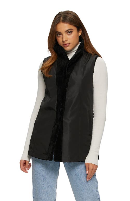 Gorski Shearling Lamb Hooded Vest Reversible To Taffeta In Black