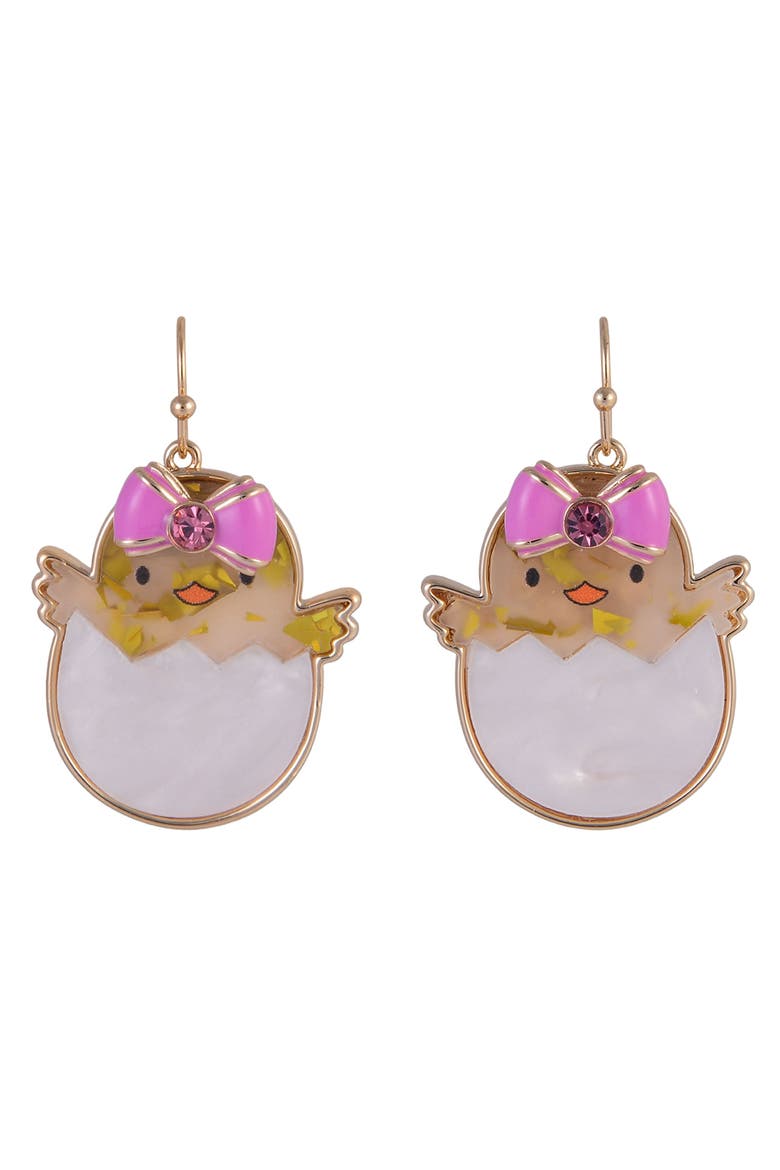 Easter Baby Chick Earrings, Alternate, color, White