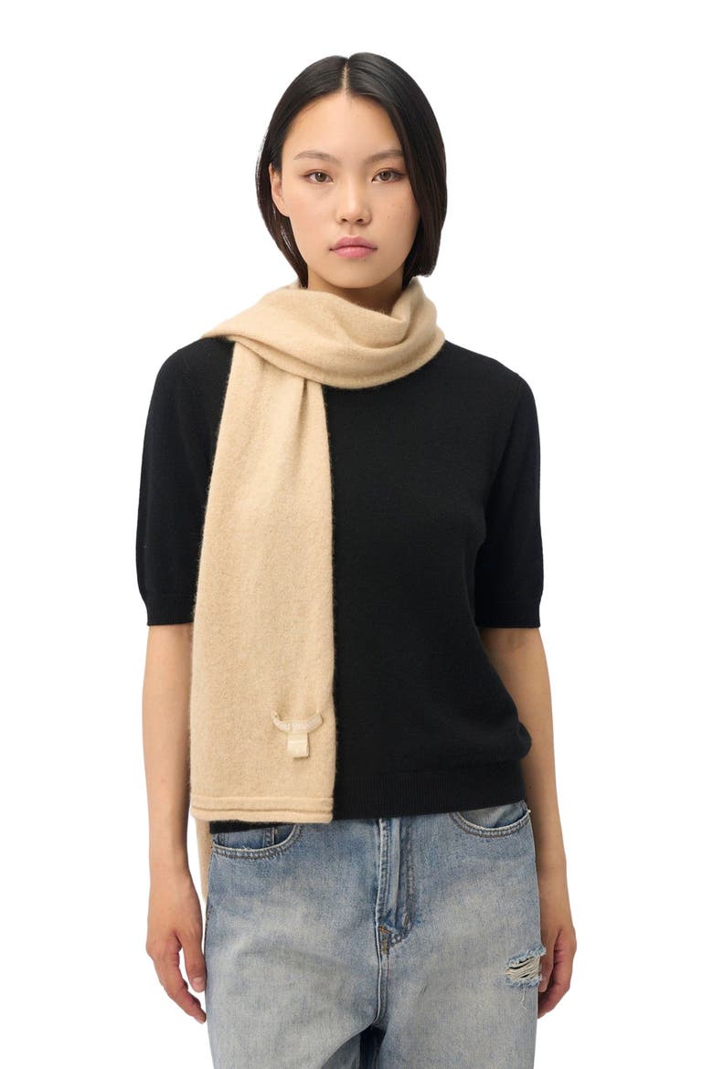 Cashmere Jersey Knit scarf, Alternate, color, beige