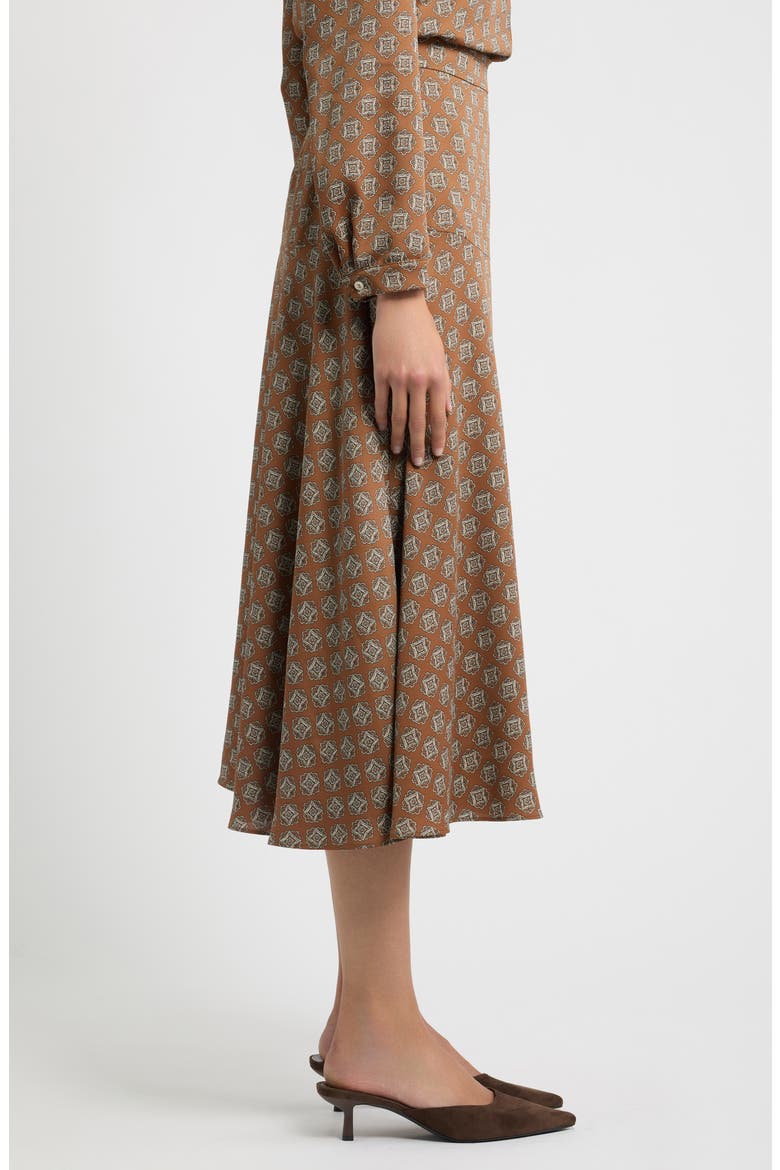 Emmalce Patterned Midi Skirt, Alternate, color, BURNT BROWN TIE PRINT