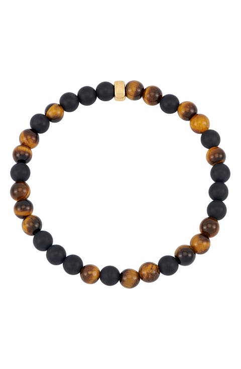 Men's Black Onyx & Tiger's Eye Beaded Bracelet