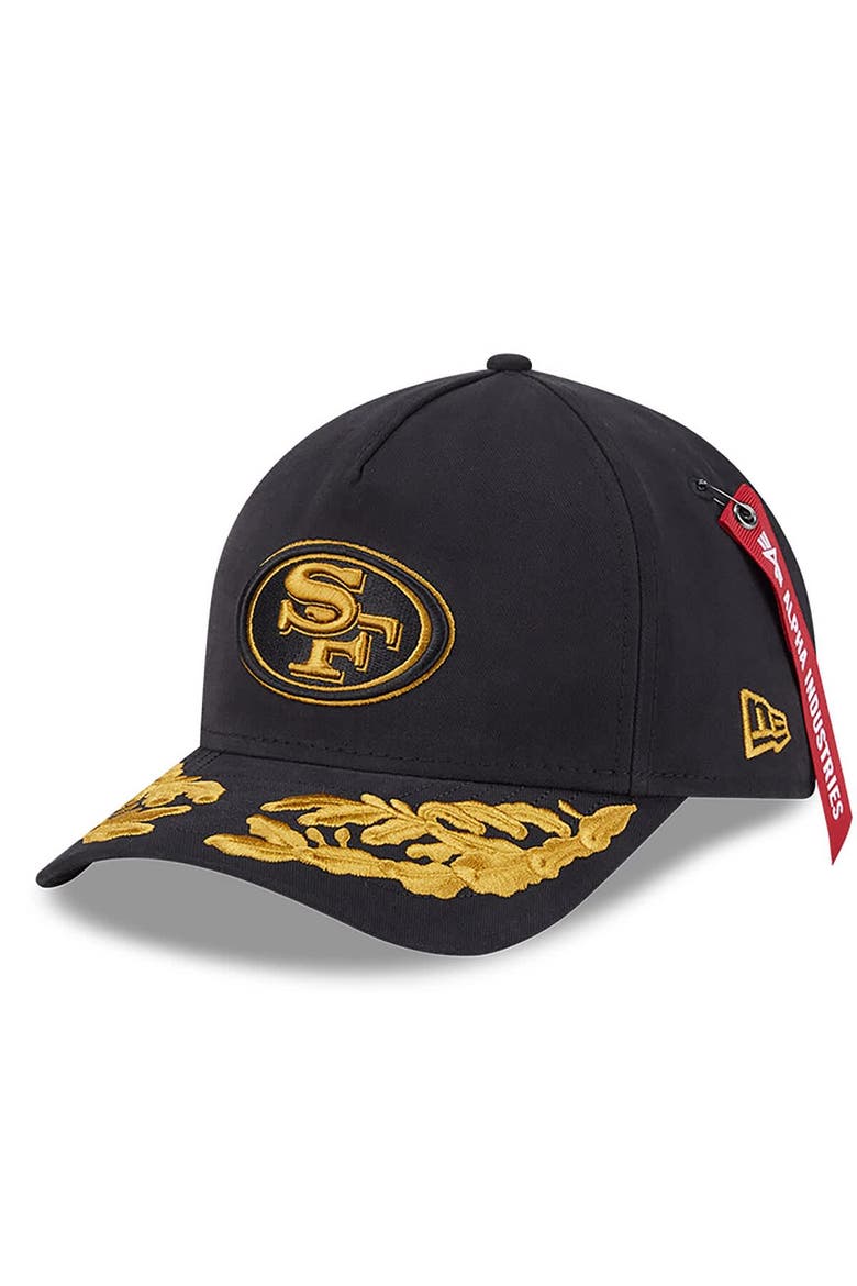 Men's New Era x Alpha Industries  Black San Francisco 49ers A-Frame 9FORTY Adjustable Hat, Main, color, Black