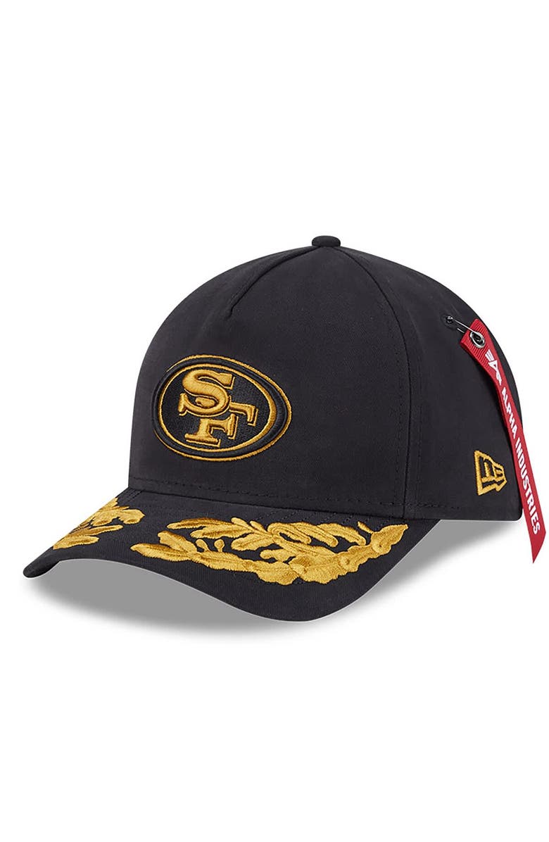 New Era x Alpha Industries Men's New Era x Alpha Industries  Black San Francisco 49ers A-Frame 9FORTY Adjustable Hat, Main, color, Black