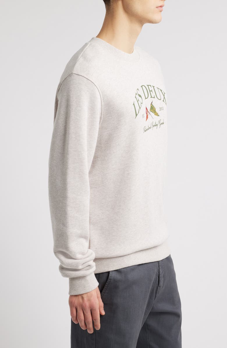 Les Deux Ivy League French Terry Crewneck Sweatshirt, Alternate, color, Oatmeal Melange