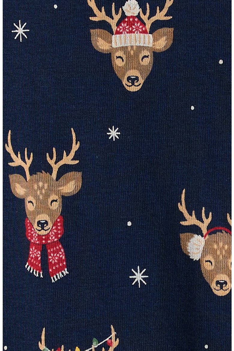 Kids' Holiday Reindeer Fitted Two-Piece Pajamas, Alternate, color, NAVY