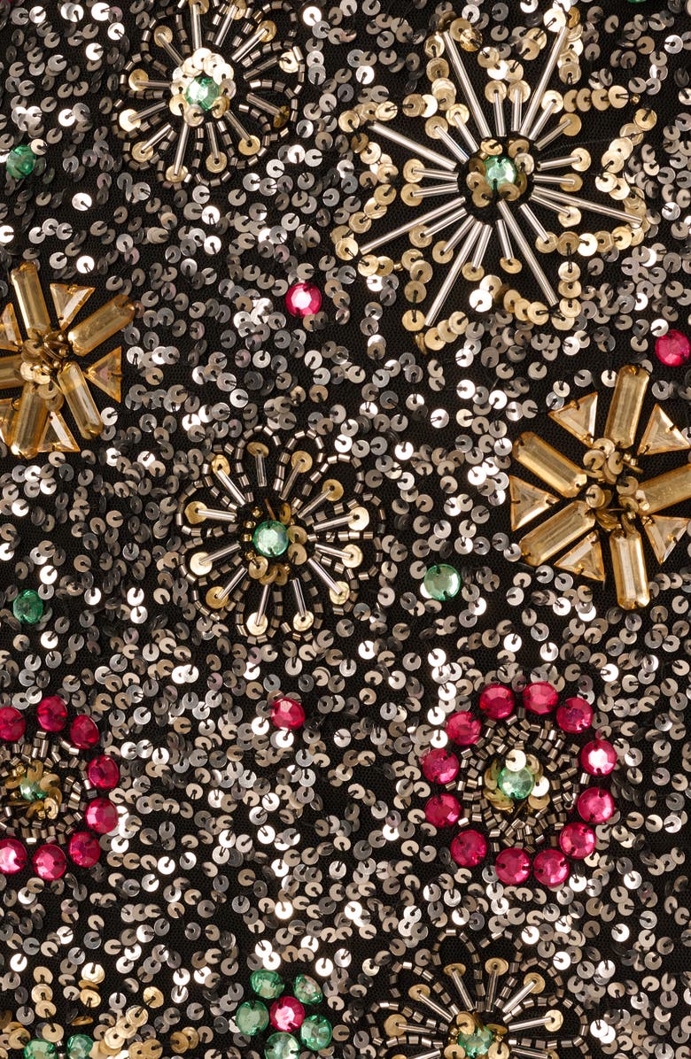 Adrianna Papell Embellished Cocktail Minidress, Alternate, color, Black Multi