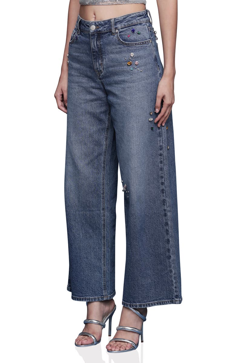 Avec Les Filles Bejweled High Waist Wide Leg Jeans, Alternate, color, Highside - Multicolor Gem