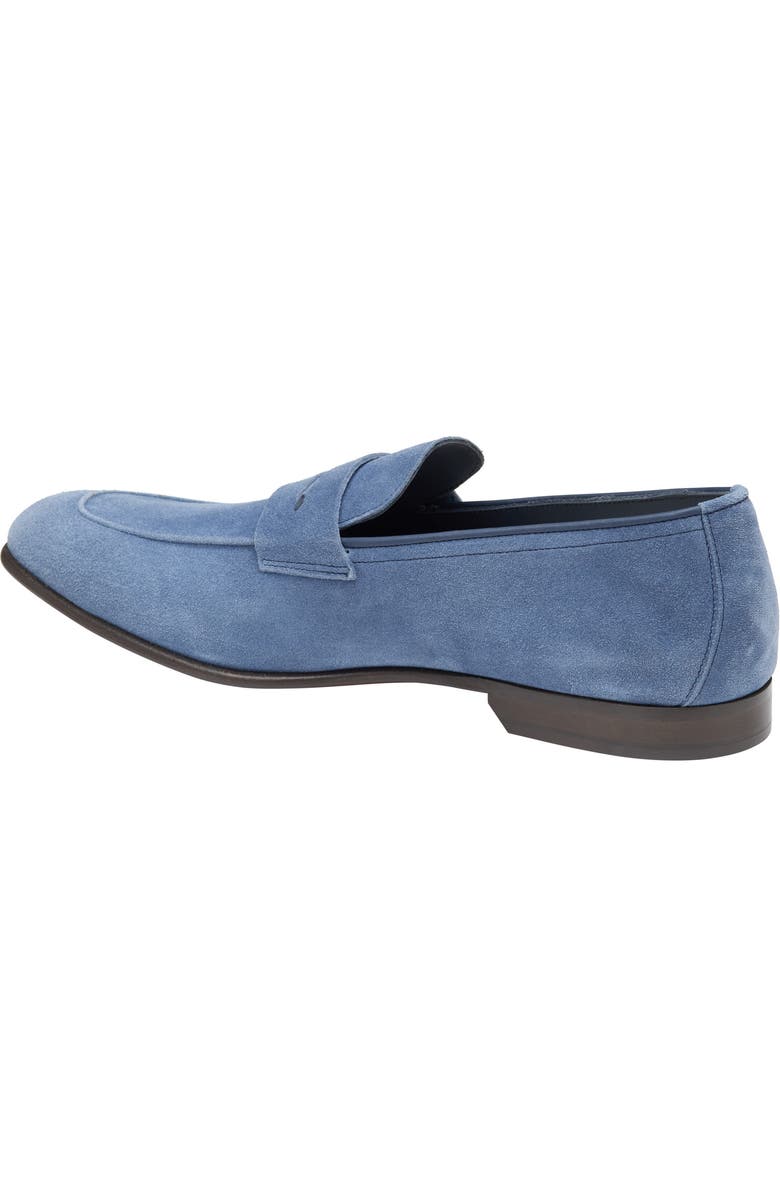 Johnston & Murphy Taylor Moc Toe Penny Loafer, Alternate, color, Denim Italian Suede