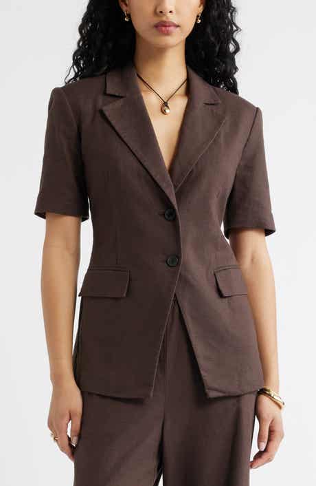 Short Sleeve Linen Blend Blazer