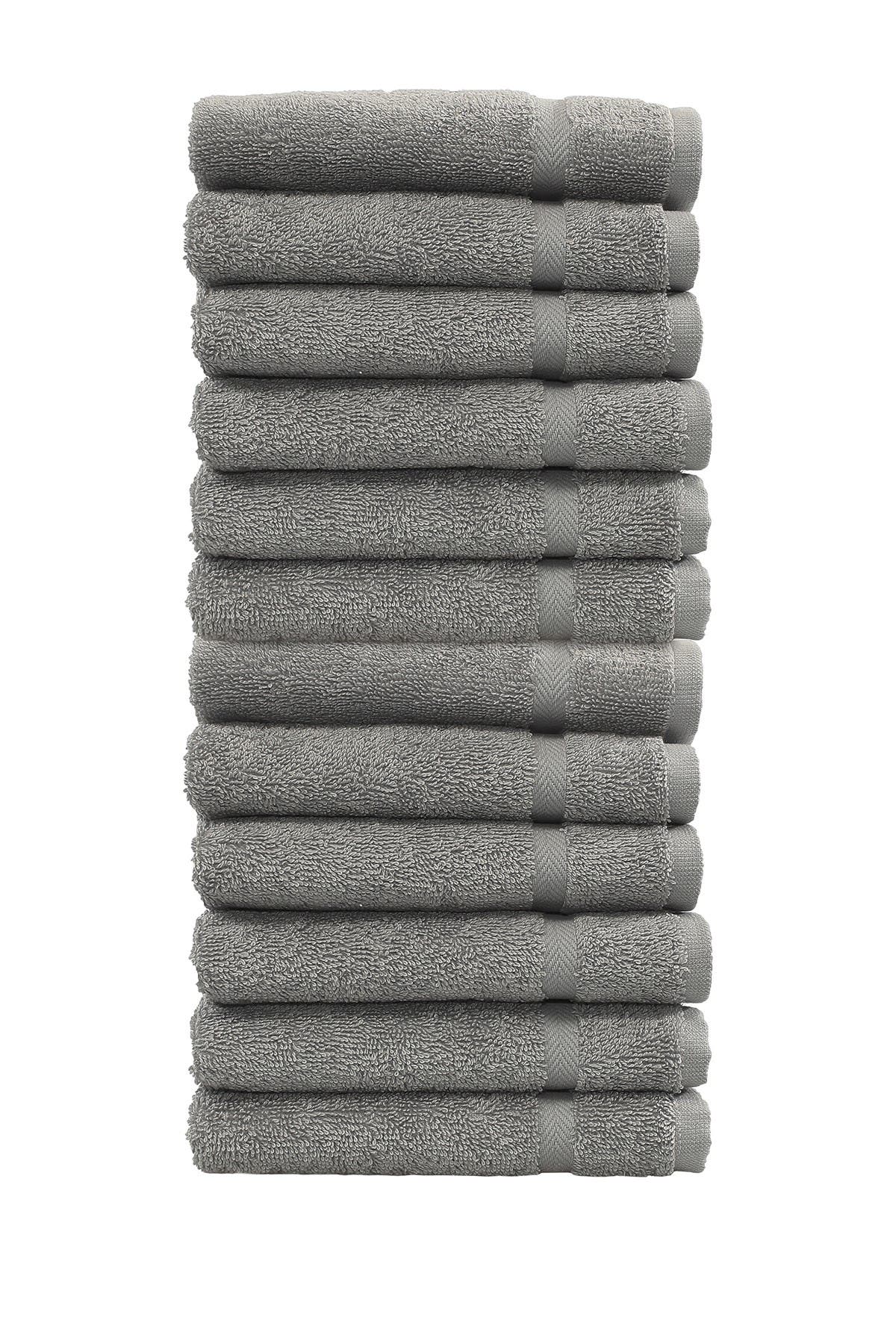 Linum Home Textiles Denzi Washcloths - Set of 12 - Dark Grey