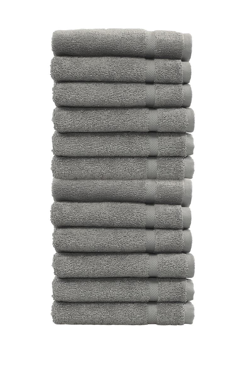 Linum Home Textiles Denzi Washcloths - Set of 12 - Dark Grey, Main, color, Dark Grey