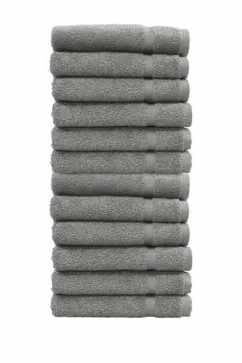 Linum Home Textiles Denzi Washcloths - Set of 12 - Dark Grey
