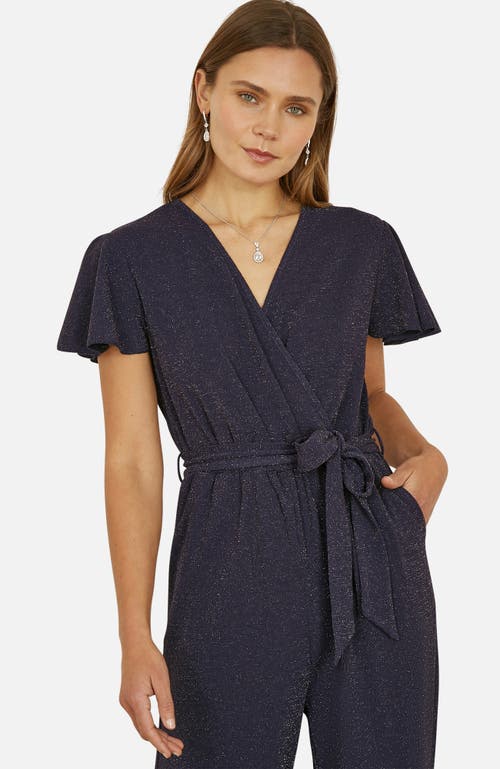Yumi Sparkle Stretch Wrap Over Jumpsuit In Multi