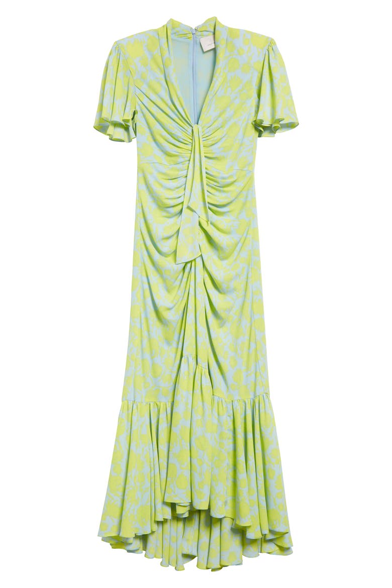 Peeta Ruched High-Low Midi Dress, Alternate, color, SERENE SKY/ FRES