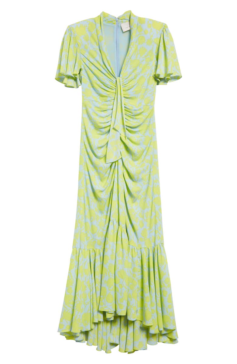 Cinq à Sept Peeta Ruched High-Low Midi Dress, Alternate, color, Serene Sky/ Fres