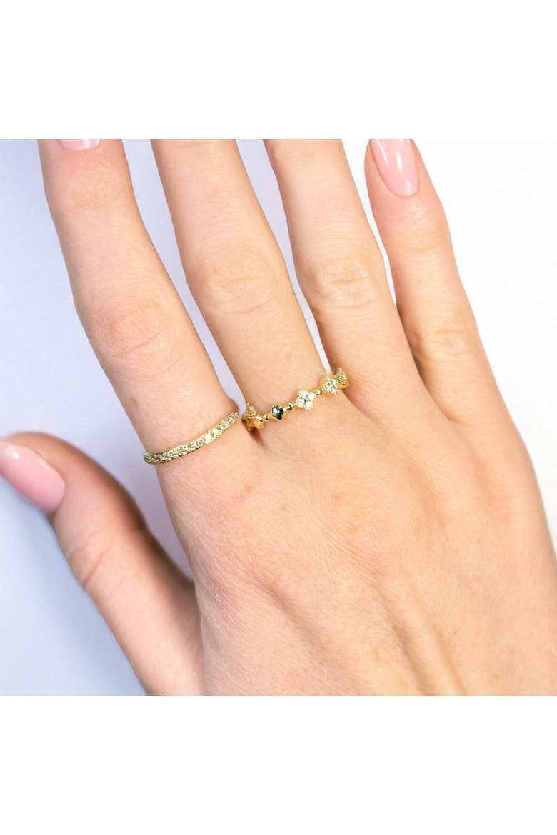 Diamond Clover Band, Alternate, color, Yellow Gold