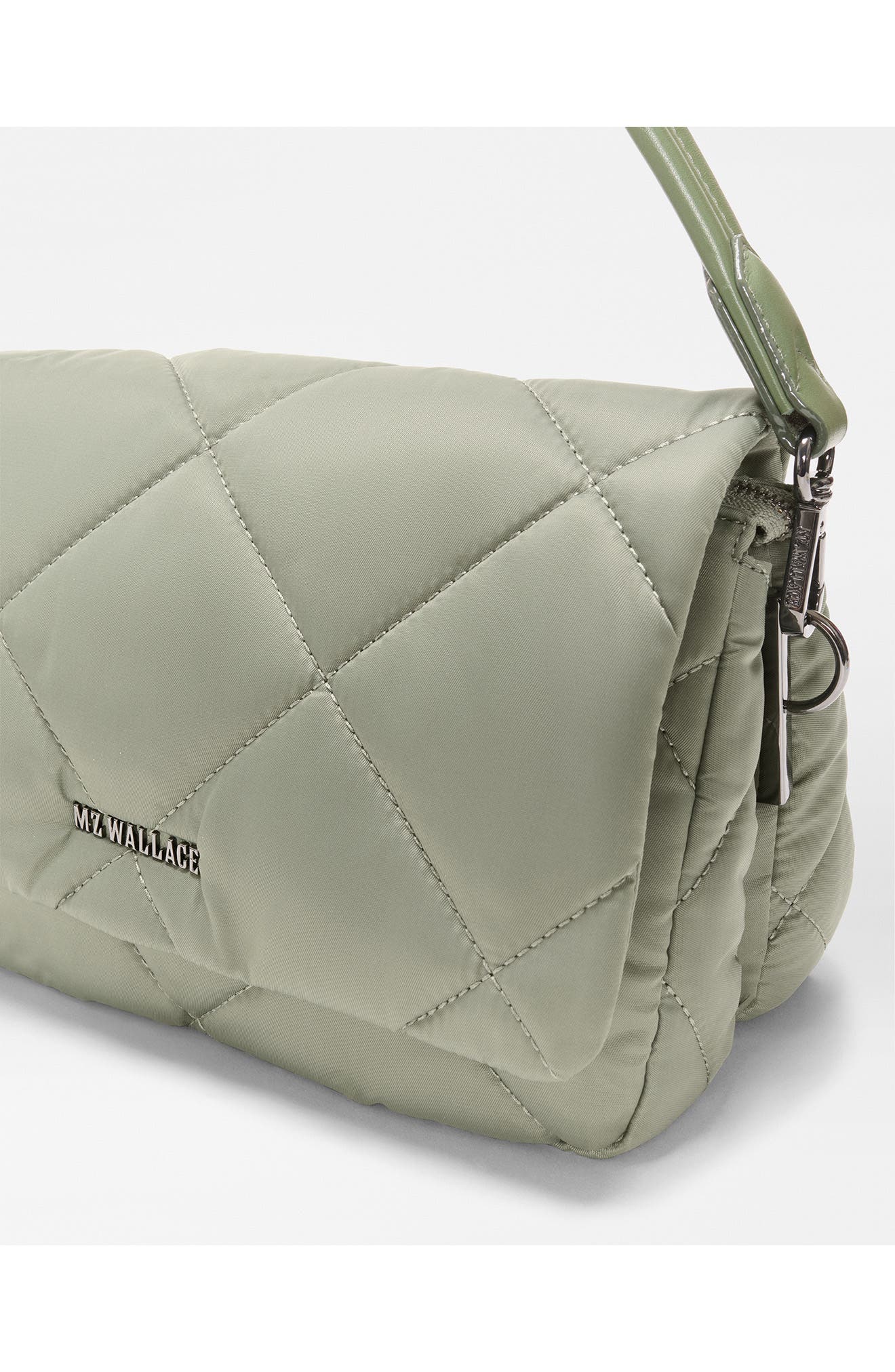 MZ Wallace Madison Quilted Nylon Flap Crossbody Bag, Alternate, color, Agave Green