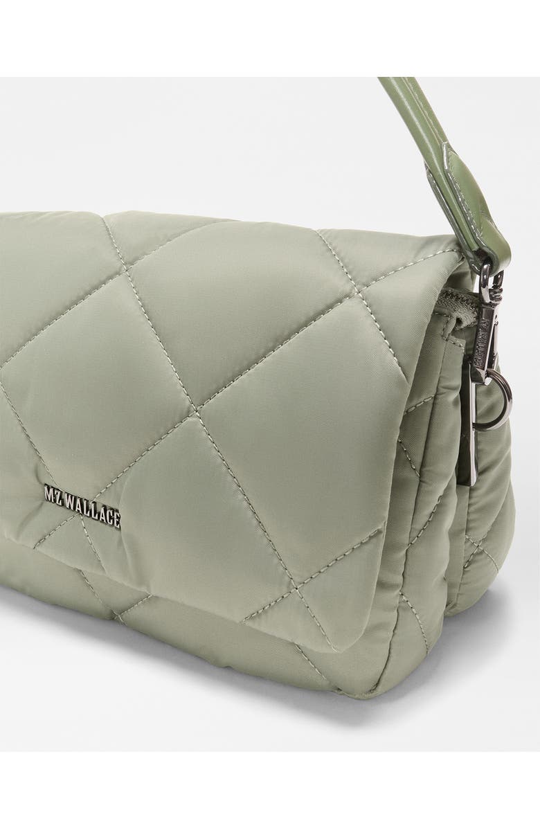 MZ Wallace Madison Quilted Nylon Flap Crossbody Bag, Alternate, color, Agave Green