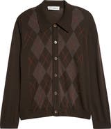 OUR LEGACY Evening Polo Argyle Wool Cardigan
