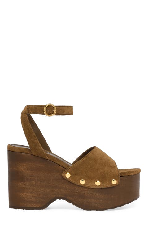 Studded Suede Platform Sandals