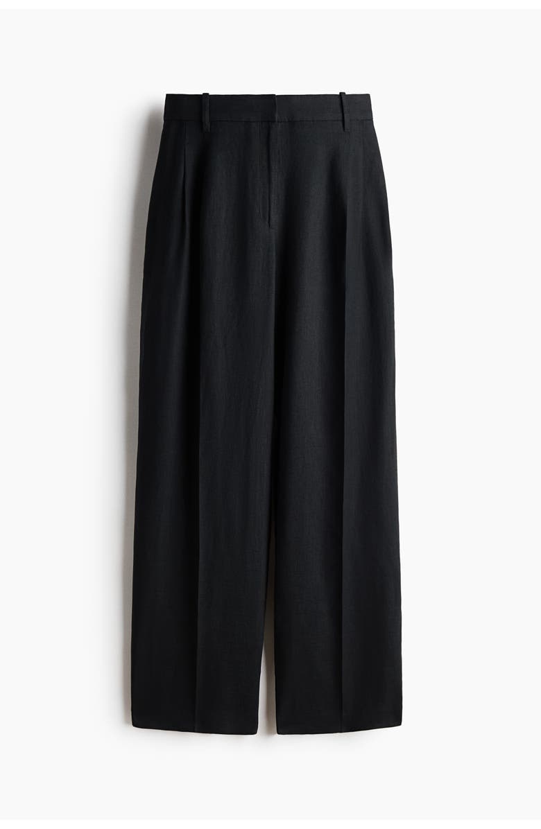 H&M Tailored Linen Trousers, Main, color, Black
