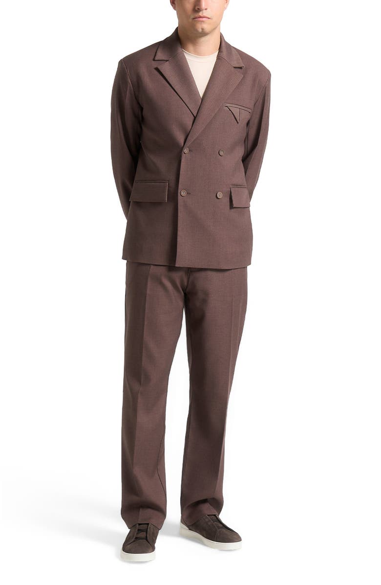 Manière De Voir Didier Double Breasted Twill Suit Jacket, Main, color, 