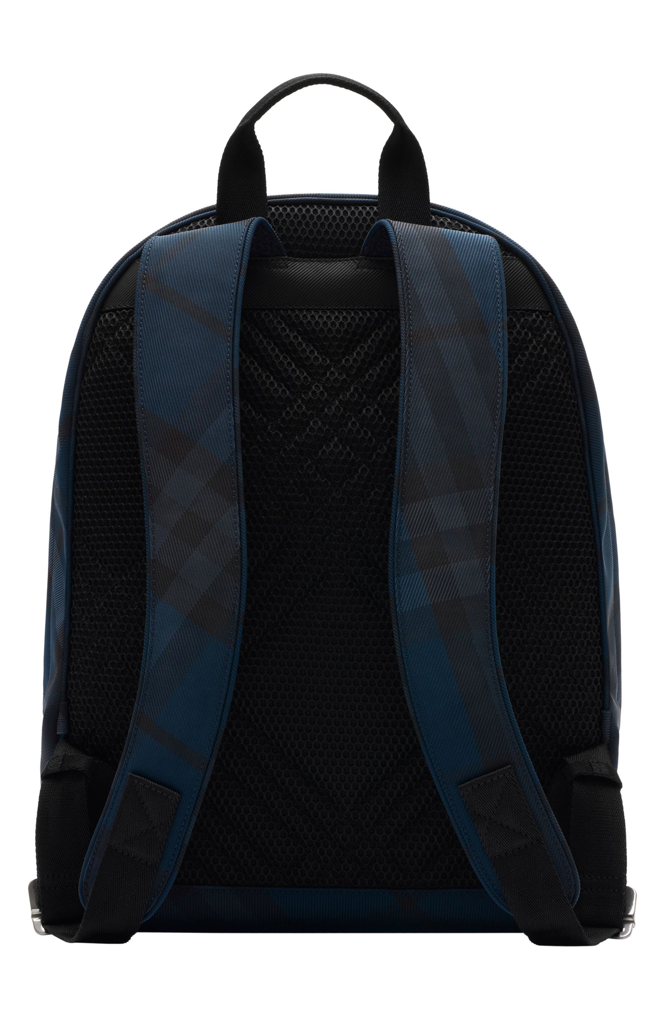 Burberry Grid Check Nylon Backpack, Alternate, color, Navy