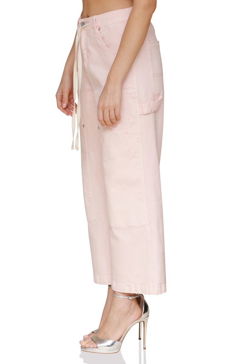 Avec Les Filles Drawstring Waist Crop Carpenter Pants, Alternate, color, Barely Pink