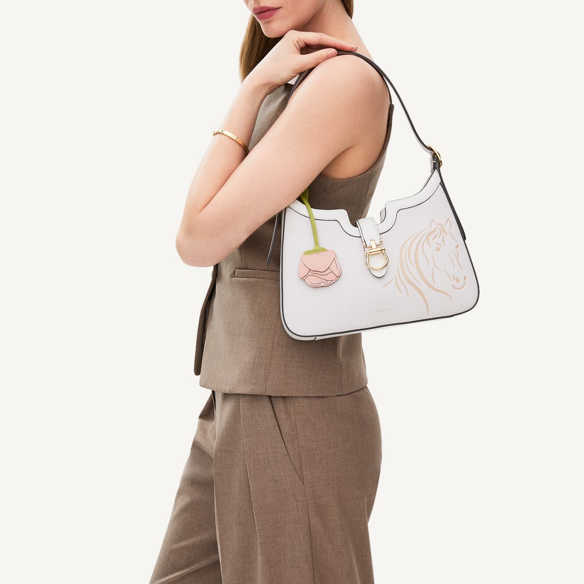 Radley Kentucky Derby SS25 Medium Ziptop Shoulder Bag, Alternate, color, Chalk