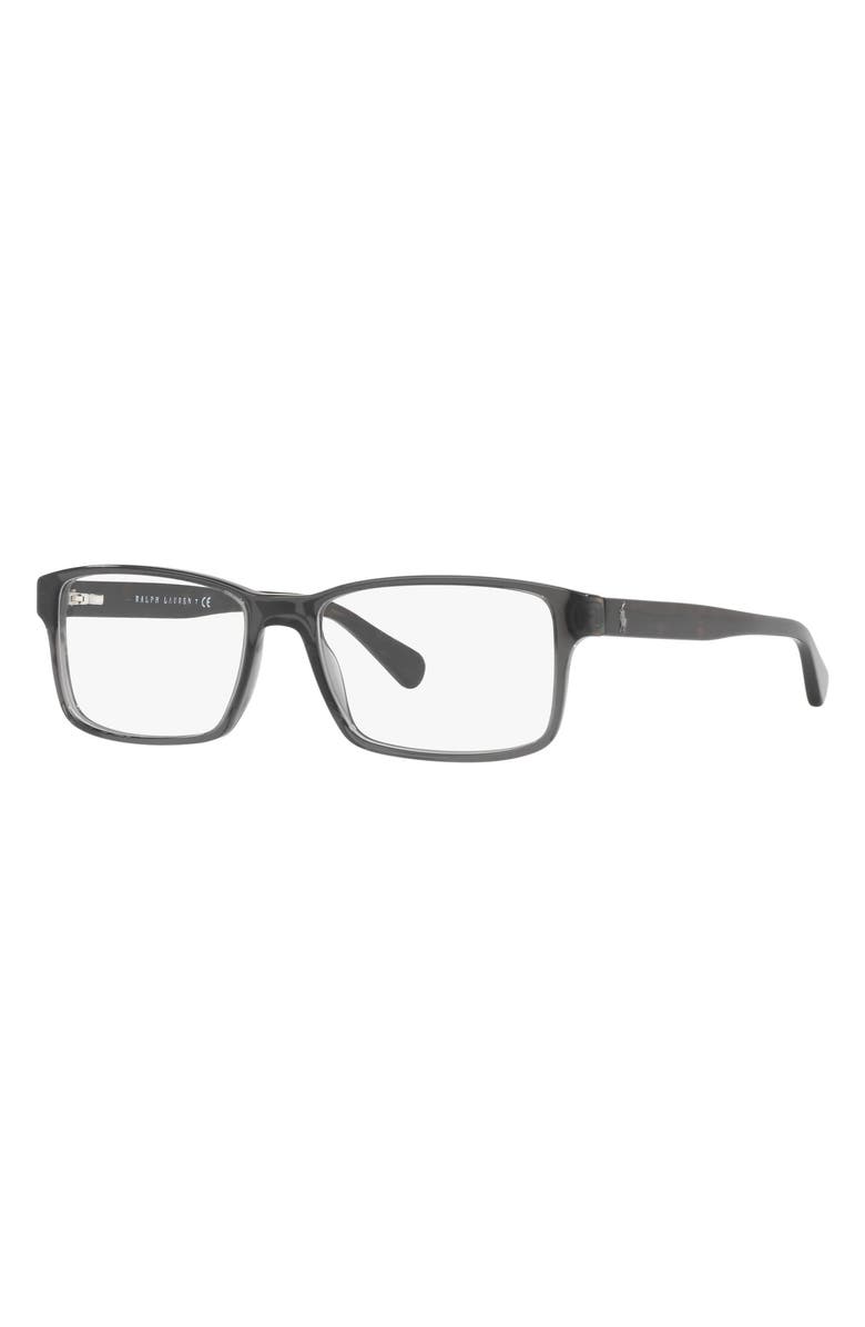 Polo Ralph Lauren 58mm Rectangular Optical Glasses, Alternate, color, Black Crystal
