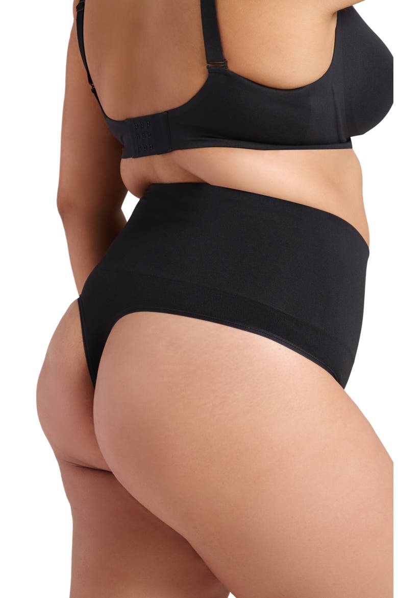 Sculpt High Waist Shaping Thong, Alternate, color, Black