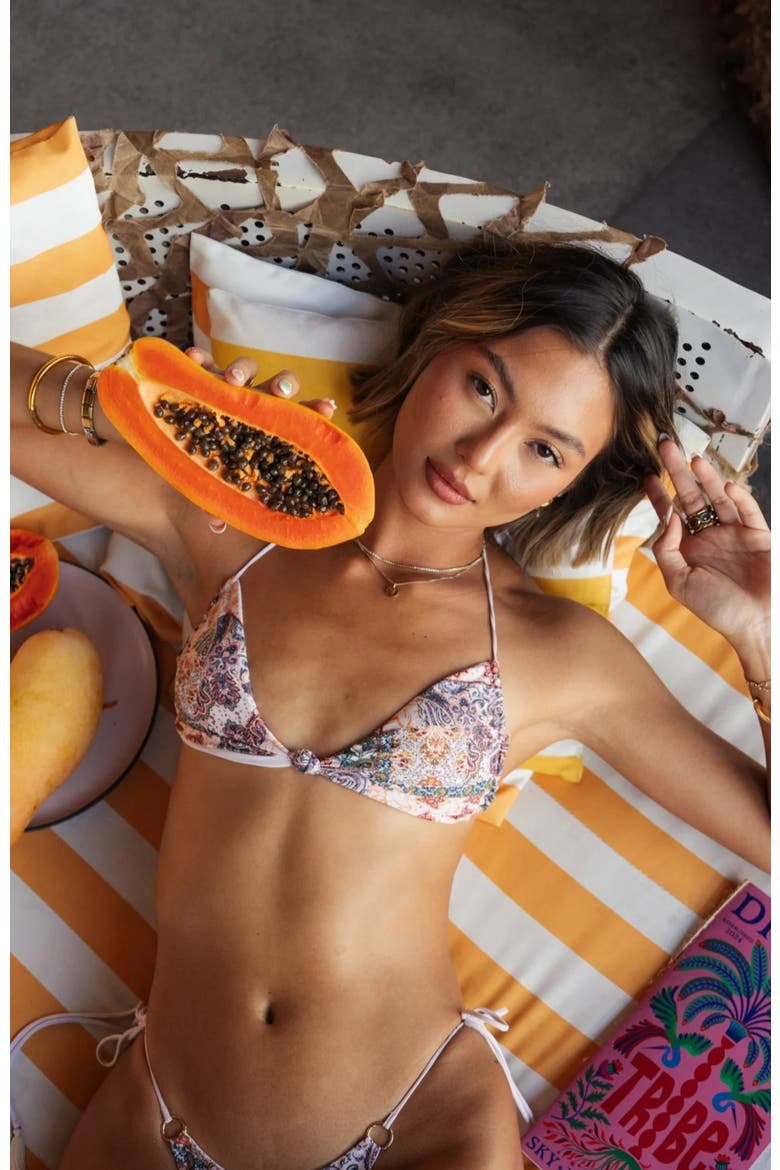Nina Bikini Top, Alternate, color, Cream Mosaic