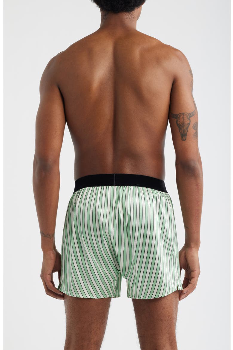 Stripe Stretch Silk Boxer Shorts, Alternate, color, LIGHT GREEN/ WHITE