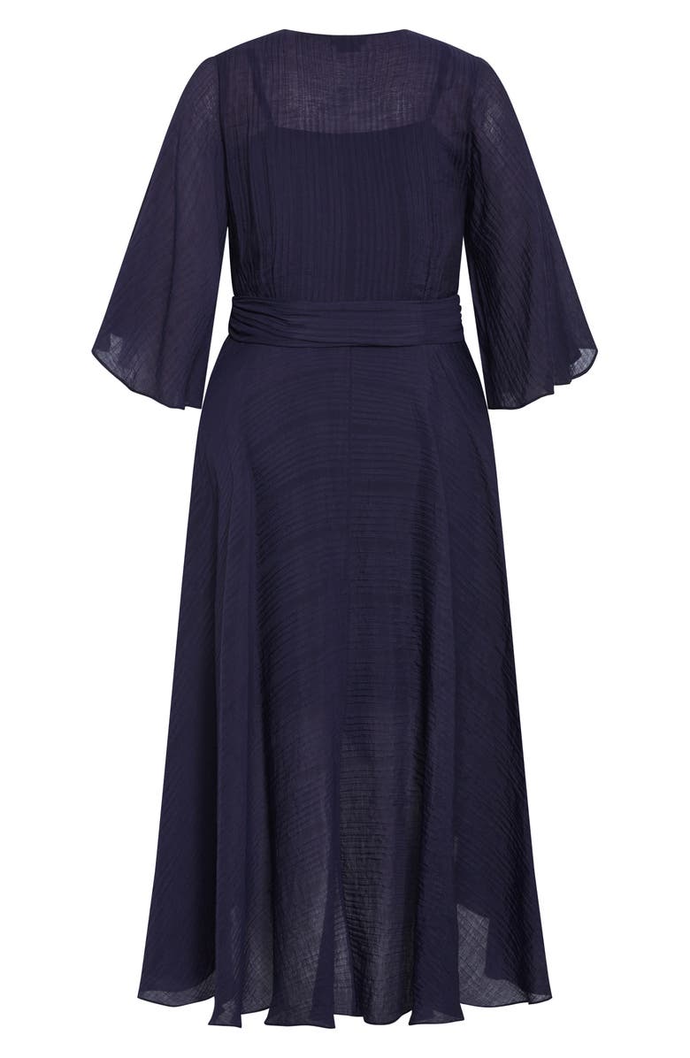 City Chic The Kira High-Low Ruffle Wrap Maxi Dress, Alternate, color, Navy