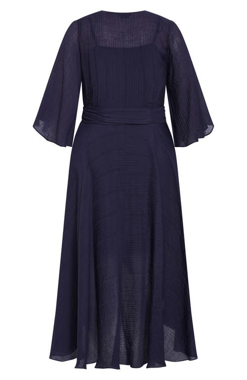 City Chic The Kira High-low Ruffle Wrap Maxi Dress In Blue